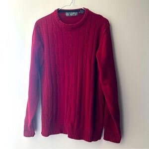 Vintage Oscar de la Renta Red Crewneck Cable Knit Sweater
